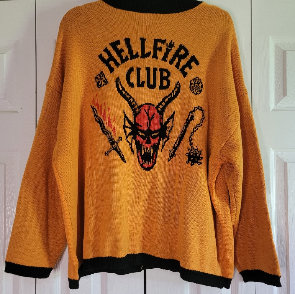 Netflix Hellfire Club Orange and Black Cardigan - XL - Picture 7 of 8